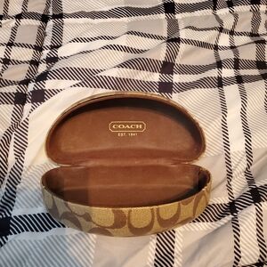 Coach Gold and Tan Signature Sunglasses Case